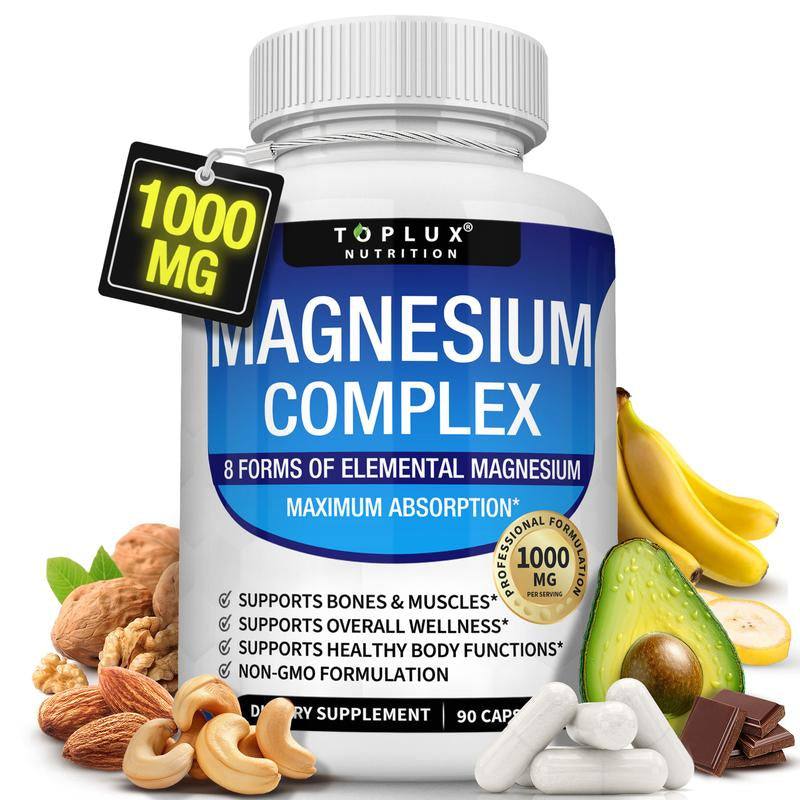 Essential magnesium supplement capsules and powder for health benefits